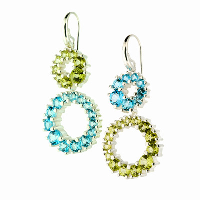 ohrhänger, silber 925 mit topasen und peridot